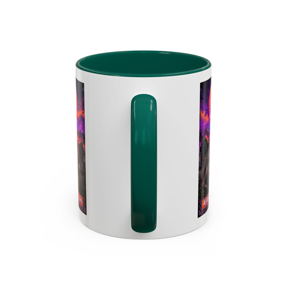 80s Retro Graveyard Sunset Mug — Vaporwave Neon Coffins Coffee Cup (11oz/15oz)