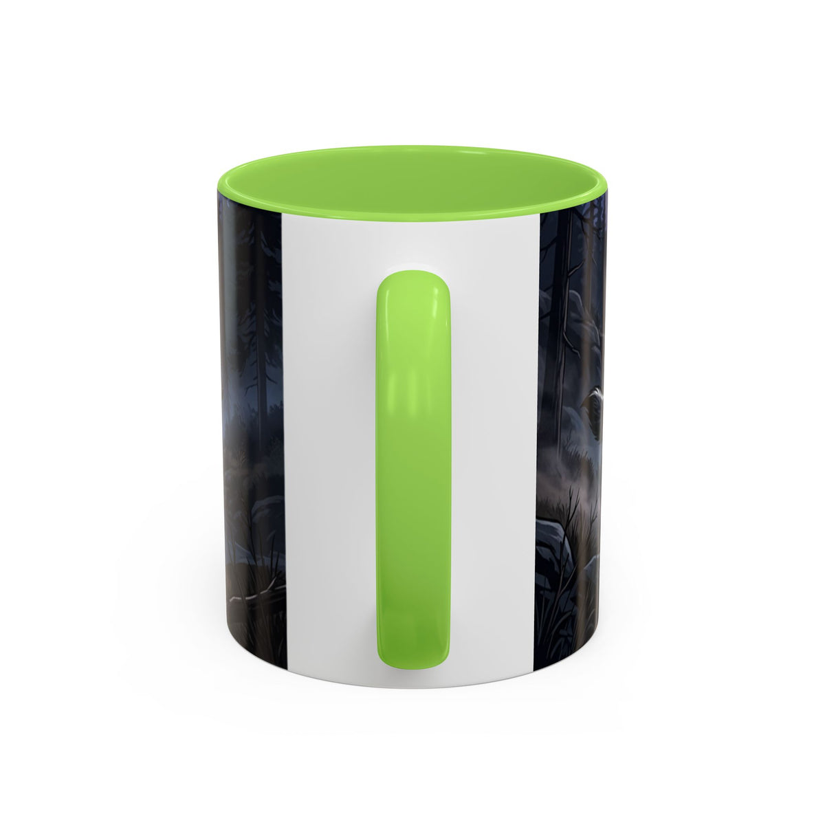 Wolf Pack Nightscape Mug — 11oz/15oz Scenic Black-Interior Coffee Cup