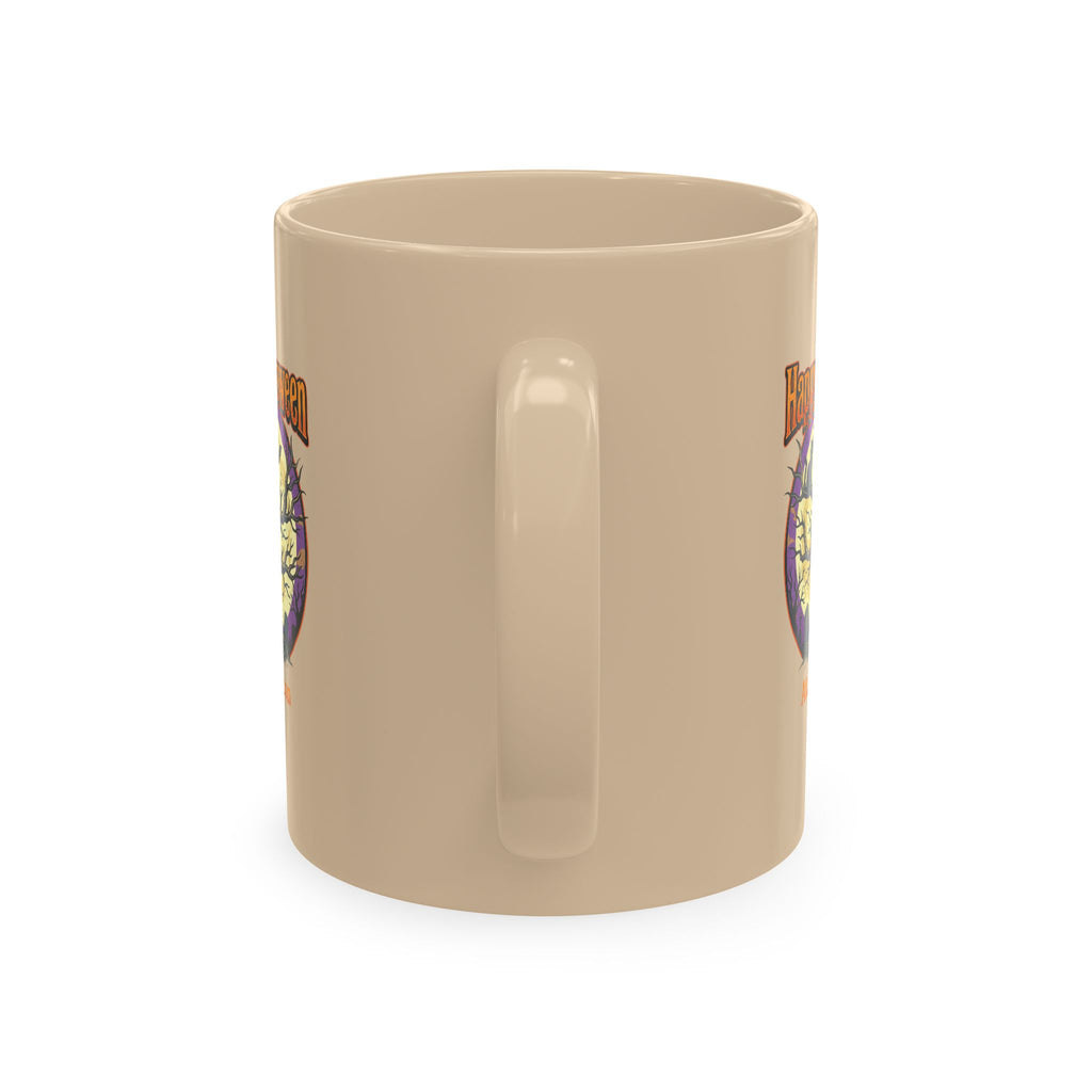 Happy Halloween Ceramic Mug — Spooky Tree & Moon Coffee Cup