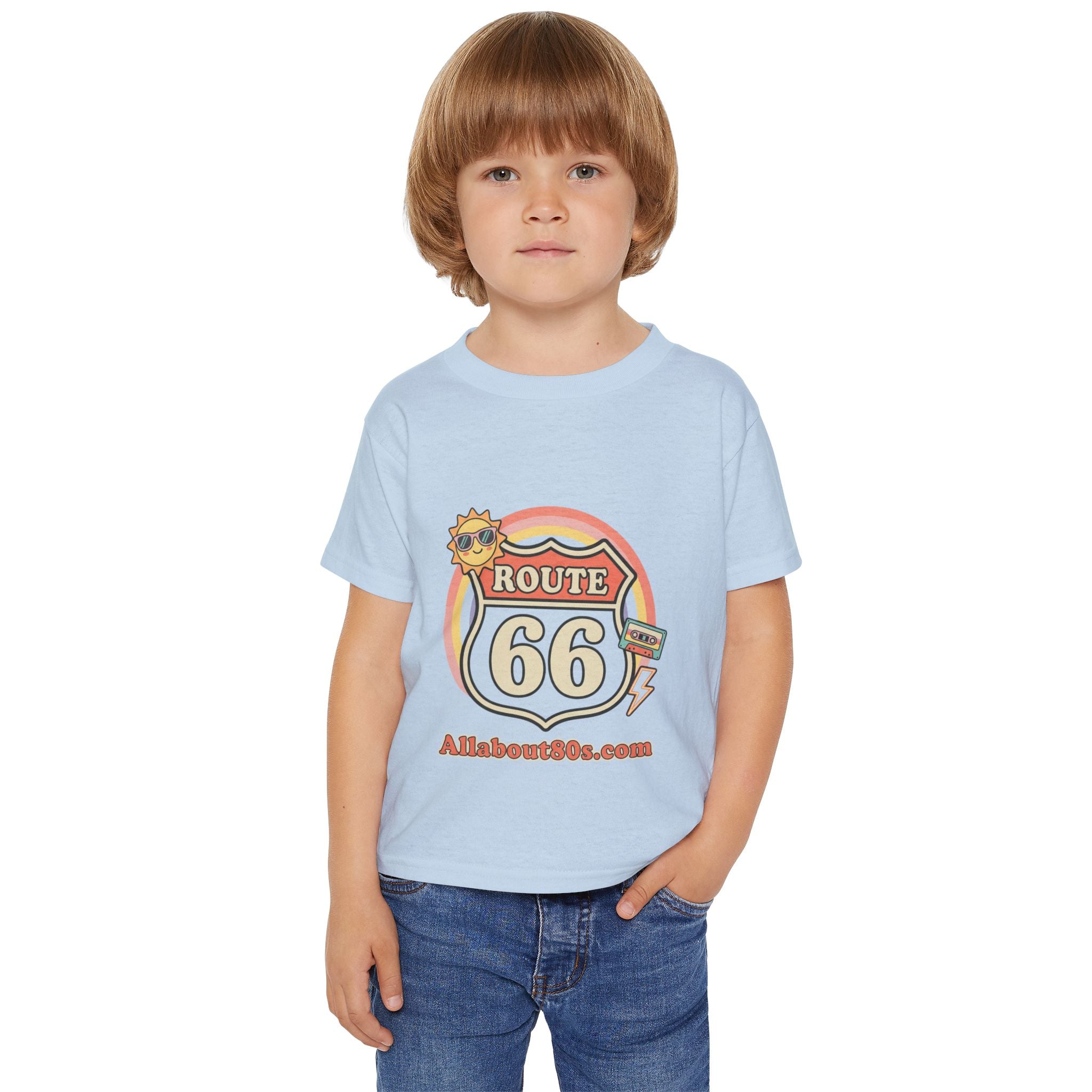 Route 66 Toddler T‑Shirt — Retro Sun Logo "Route 66" Kids Tee