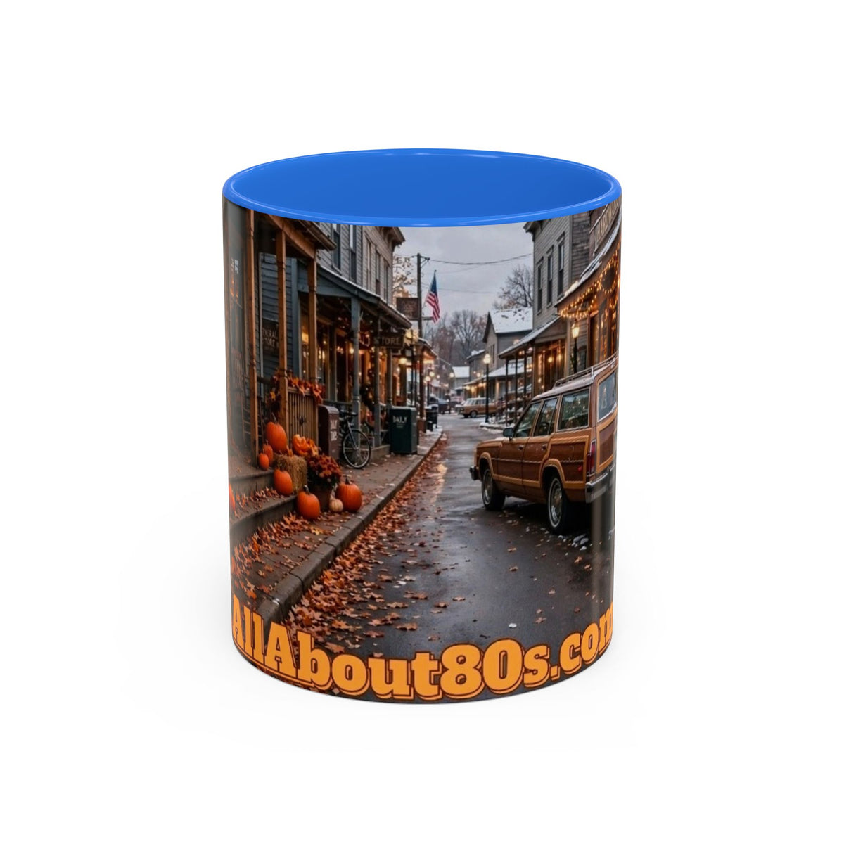 Vintage Small Town Winter Scene Coffee Mug (11oz/15oz)