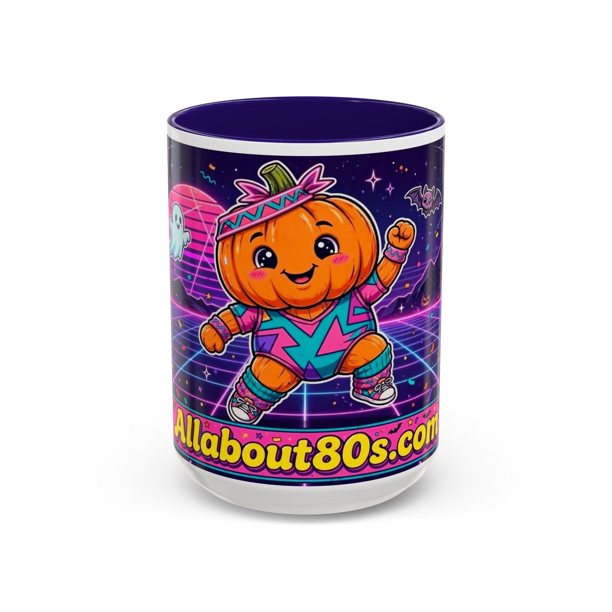 80s Retro Pumpkin Mug – Cute Neon Halloween Coffee Cup (11oz/15oz)
