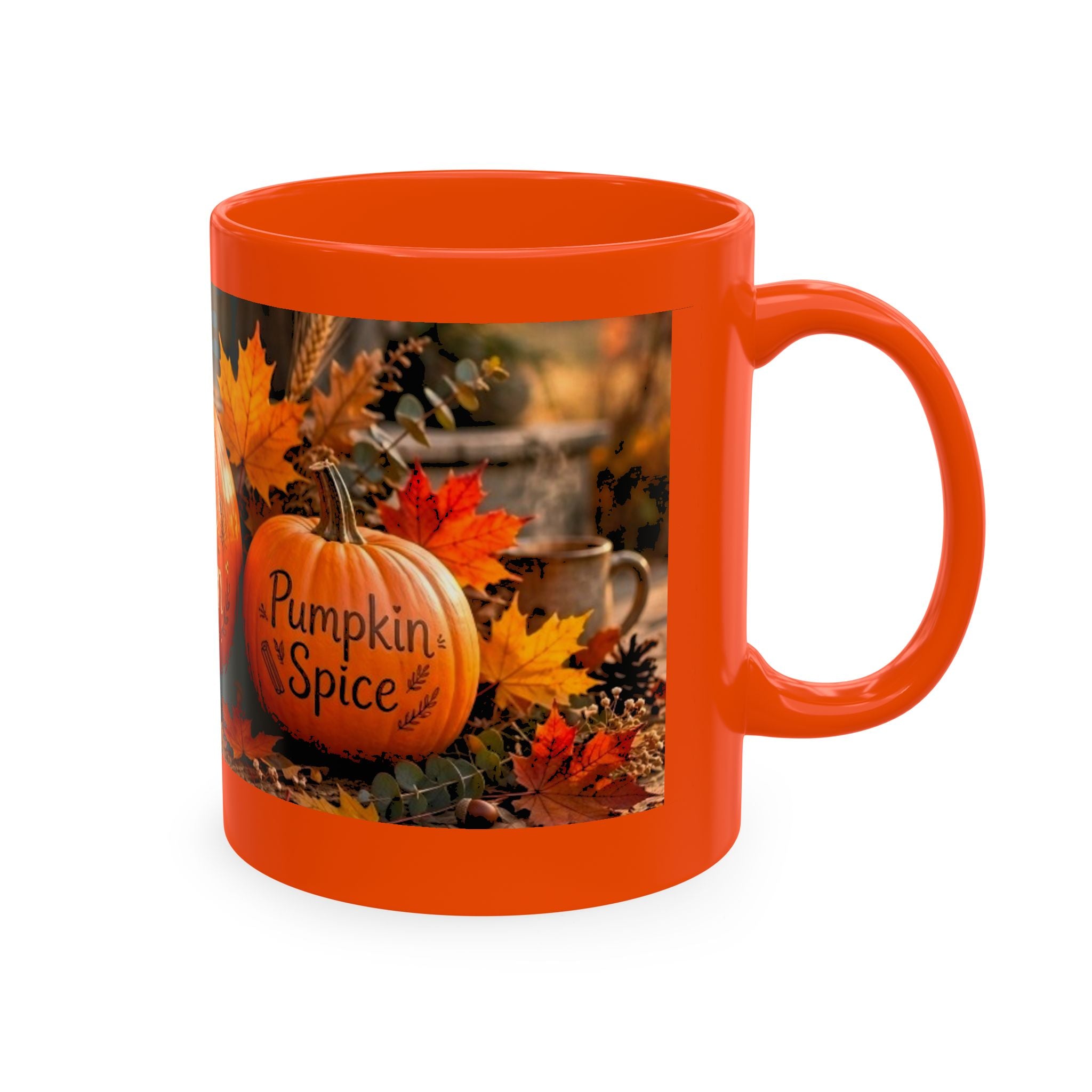Hello Fall Ceramic Mug — Cozy Pumpkin & Autumn Leaves Coffee Cup