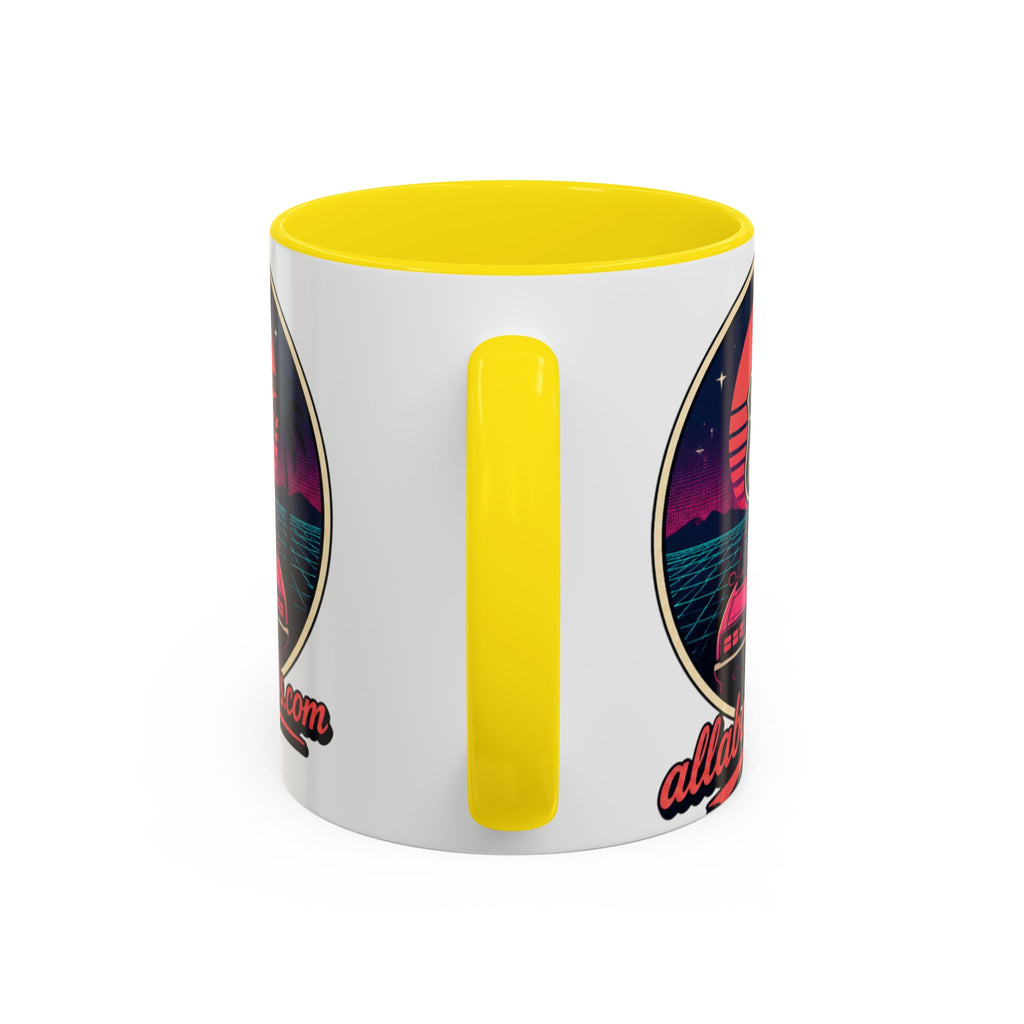Route 66 Retro 80s Accent Coffee Mug — 'allabout80s' Vintage Sunset Design (11/15oz)