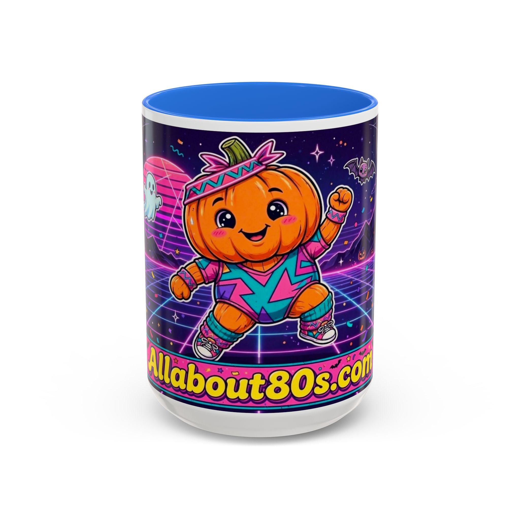 80s Retro Pumpkin Mug – Cute Neon Halloween Coffee Cup (11oz/15oz)