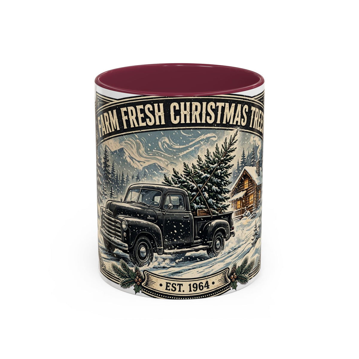 Farm Fresh Christmas Trees Vintage Truck Holiday Mug
