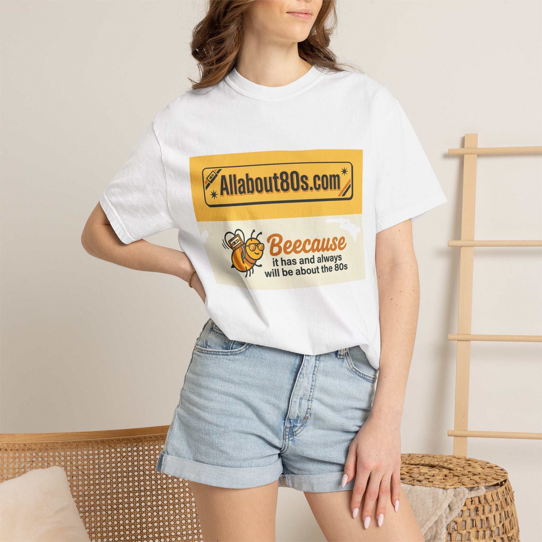 Allabout80s "Beeecause" Retro 80s Graphic T-Shirt