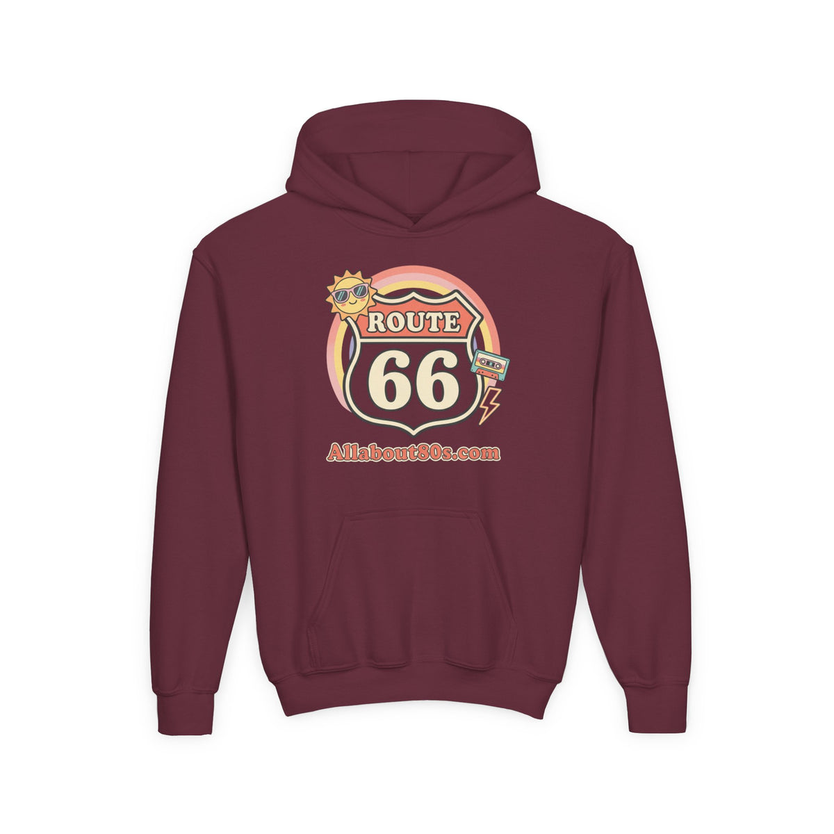 Route 66 Youth Hoodie — Retro Road Trip Graphic Sweatshirt