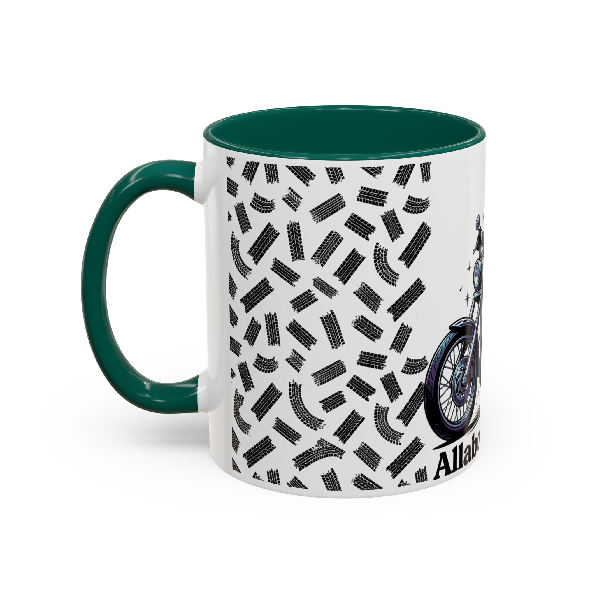 Witch Biker Coffee Mug (11oz/15oz) — Gothic Motorcycle Witch Illustration