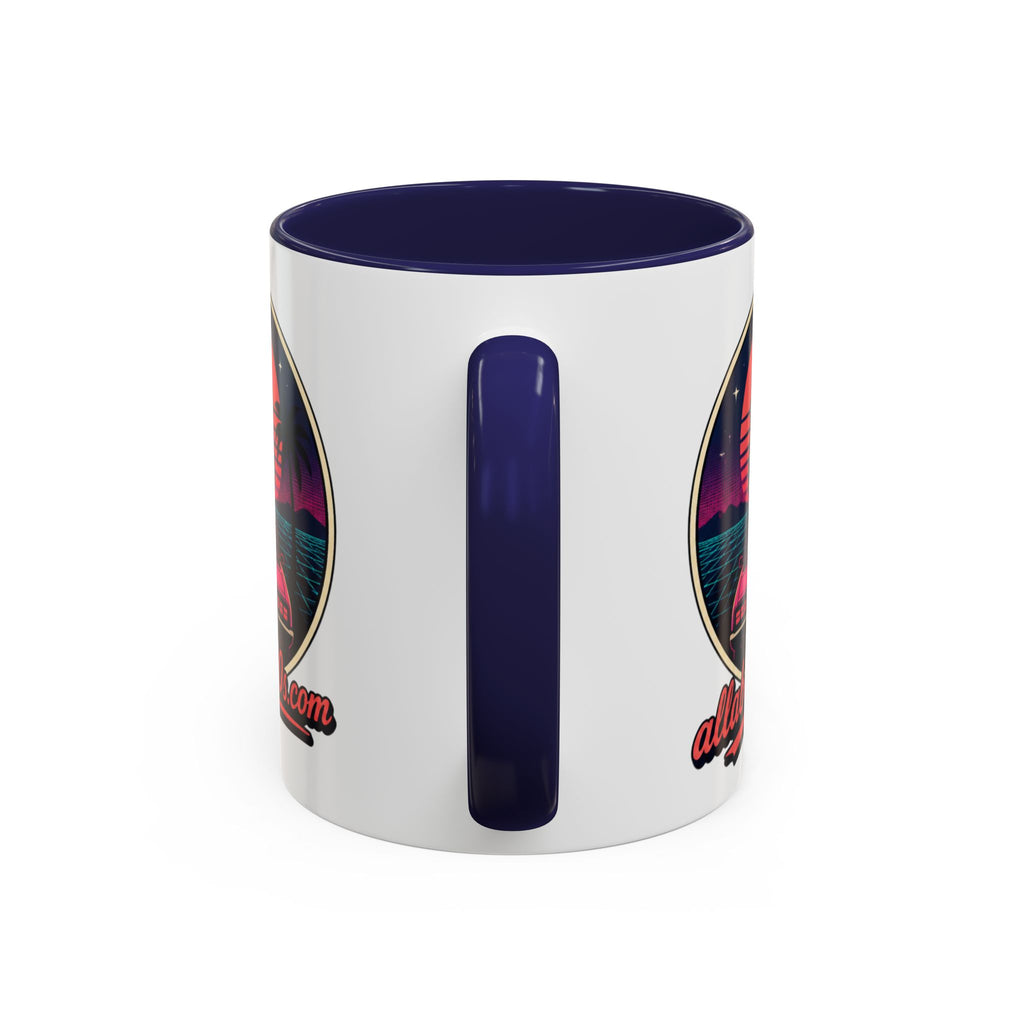 Route 66 Retro 80s Accent Coffee Mug — 'allabout80s' Vintage Sunset Design (11/15oz)