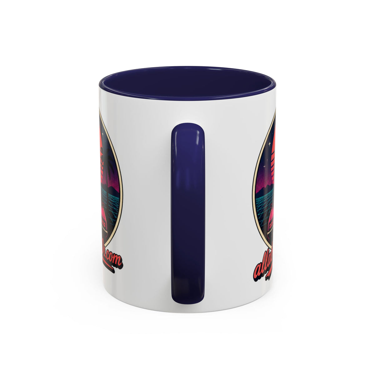 Route 66 Retro 80s Accent Coffee Mug — 'allabout80s' Vintage Sunset Design (11/15oz)