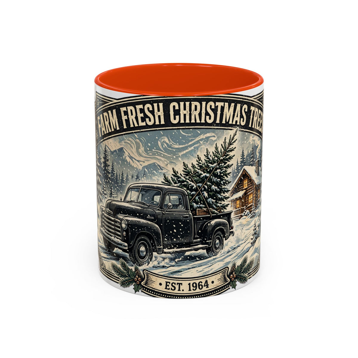 Farm Fresh Christmas Trees Vintage Truck Holiday Mug