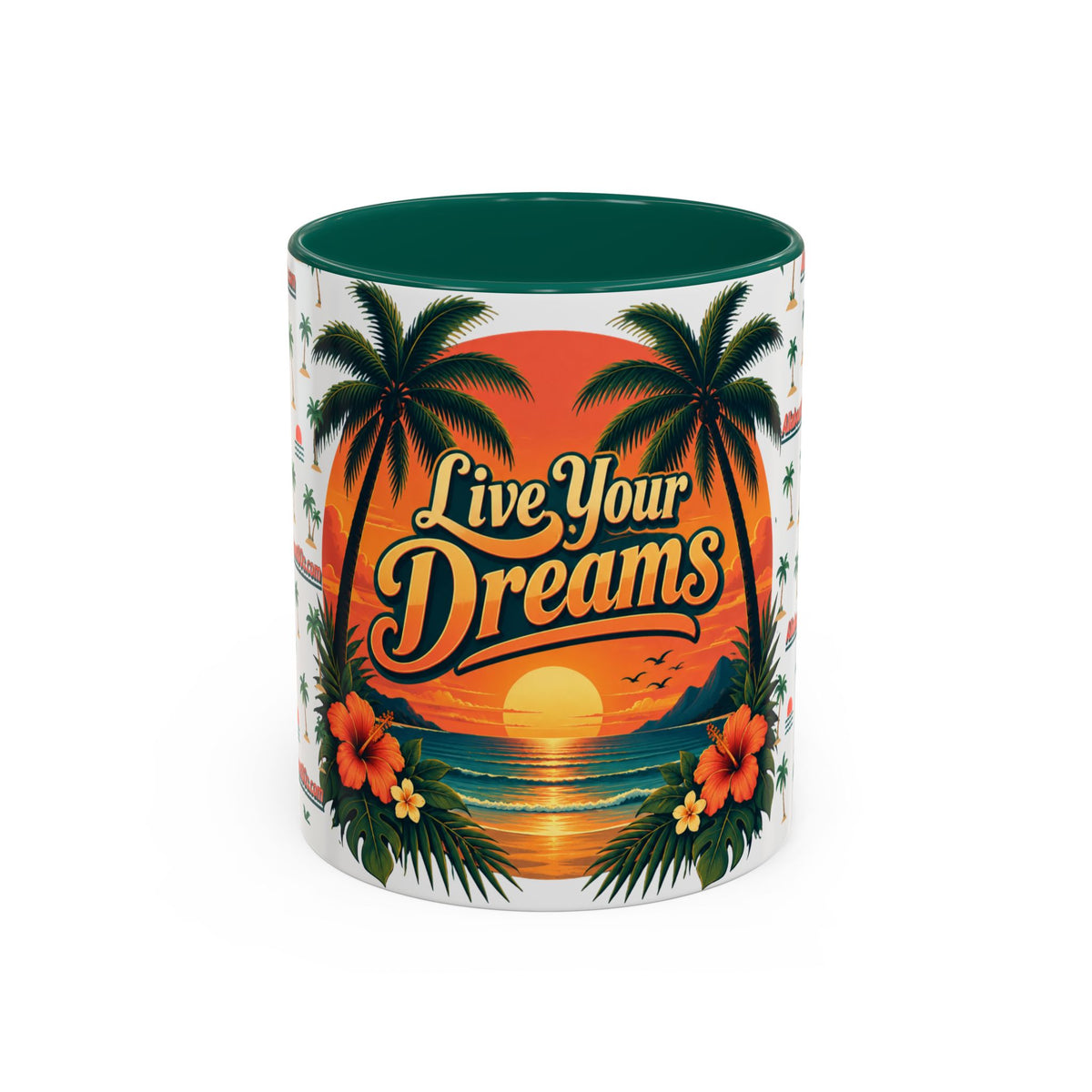 Live Your Dreams Tropical Sunset Mug