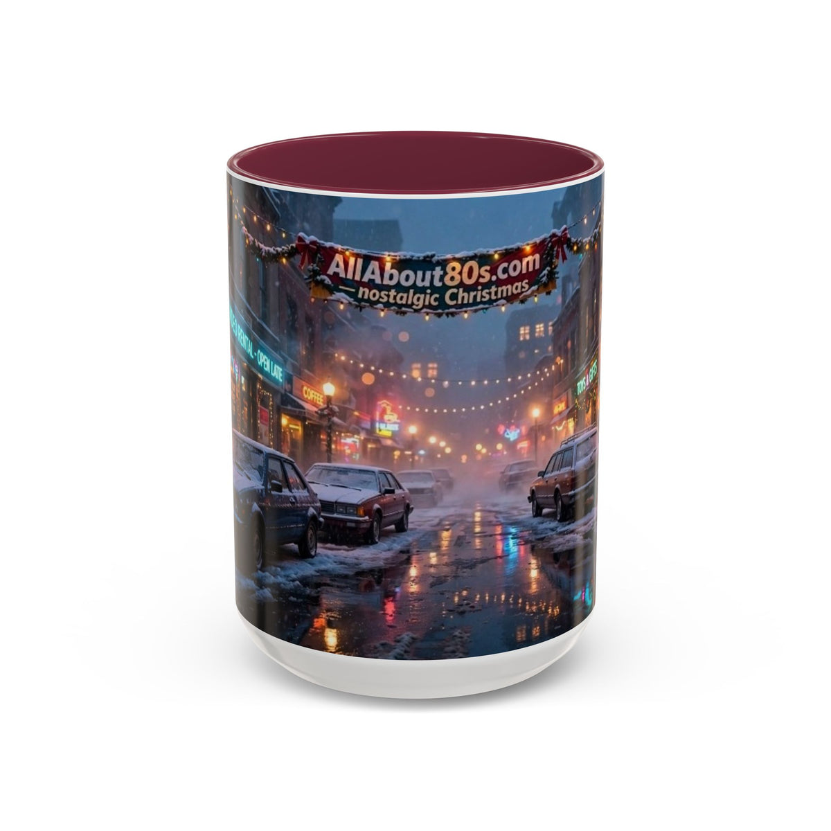 Nostalgic 1980s Christmas Street Mug (11oz & 15oz)