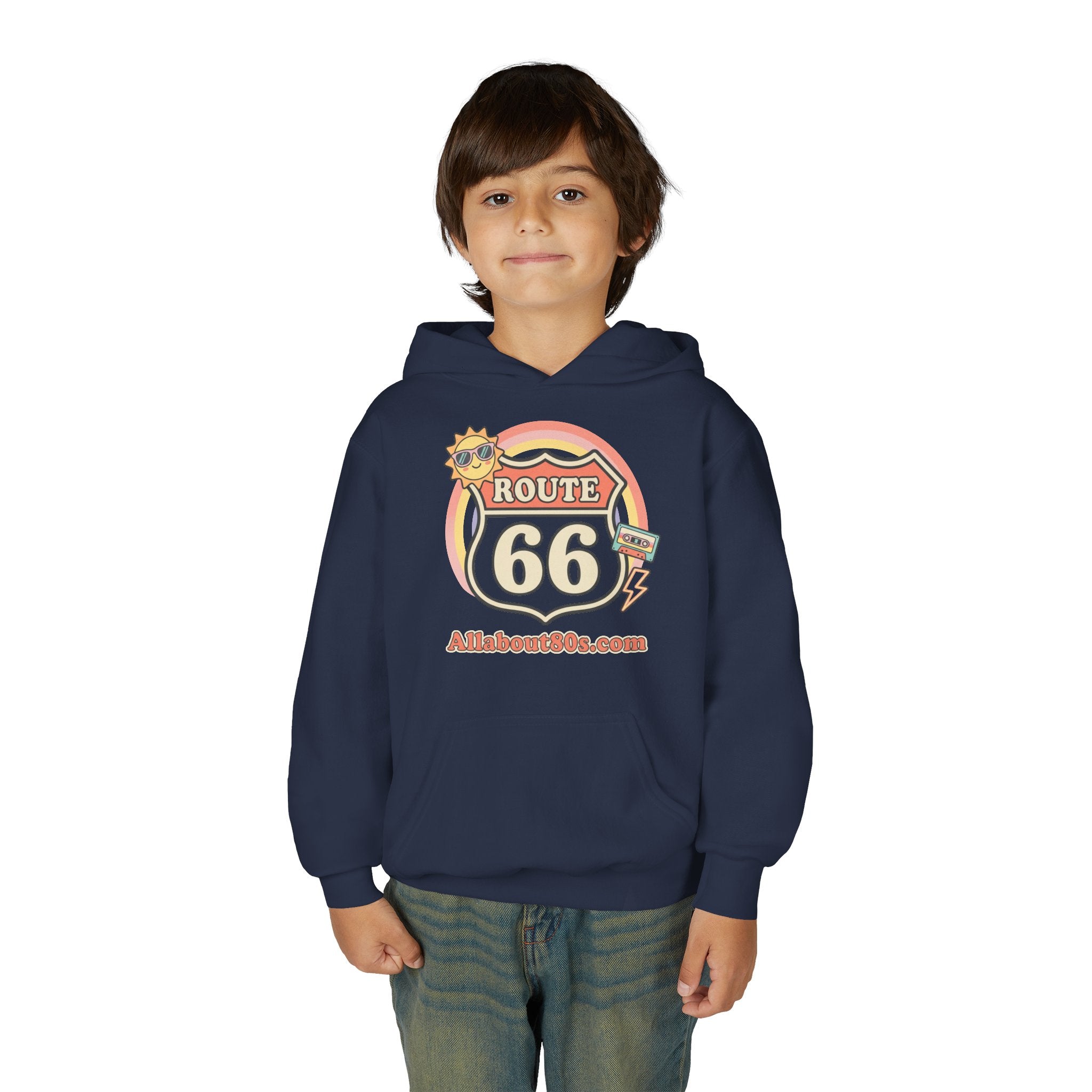 Route 66 Youth Hoodie — Retro Road Trip Graphic Sweatshirt