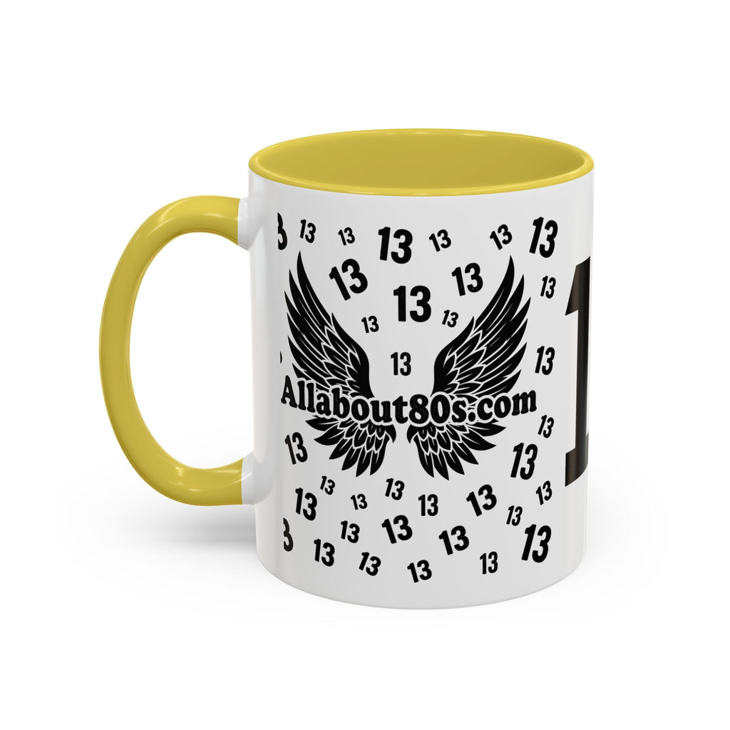 Number 13 Accent Mug — Bold Sports-Style Ceramic Coffee Cup (11oz/15oz)