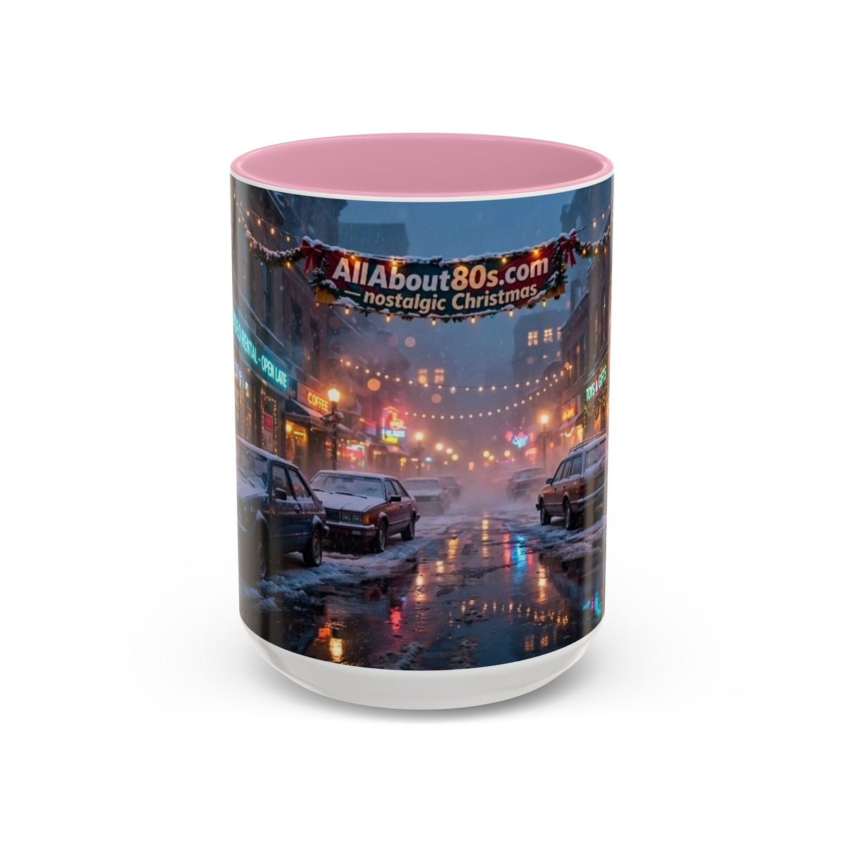 Nostalgic 1980s Christmas Street Mug (11oz & 15oz)