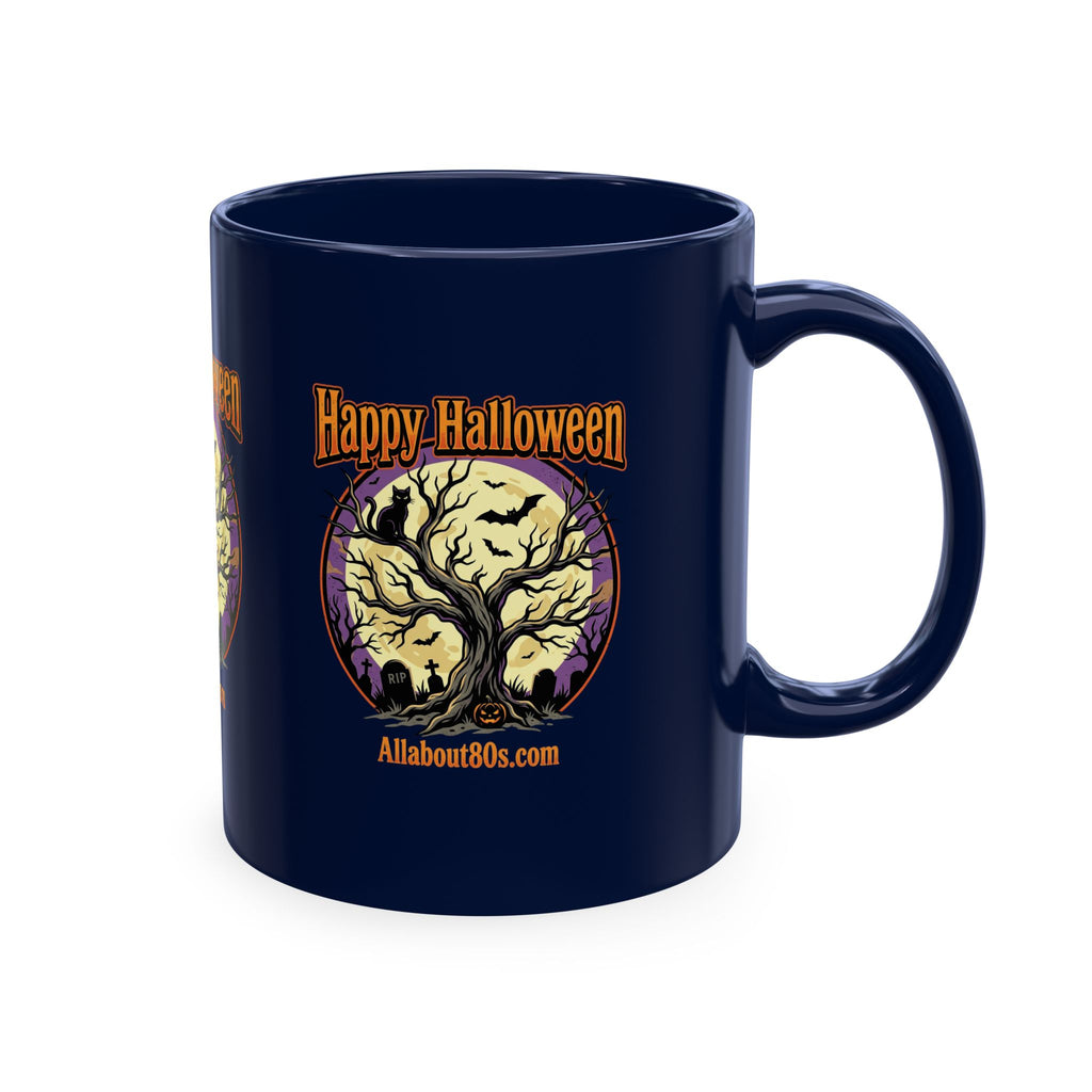 Happy Halloween Ceramic Mug — Spooky Tree & Moon Coffee Cup