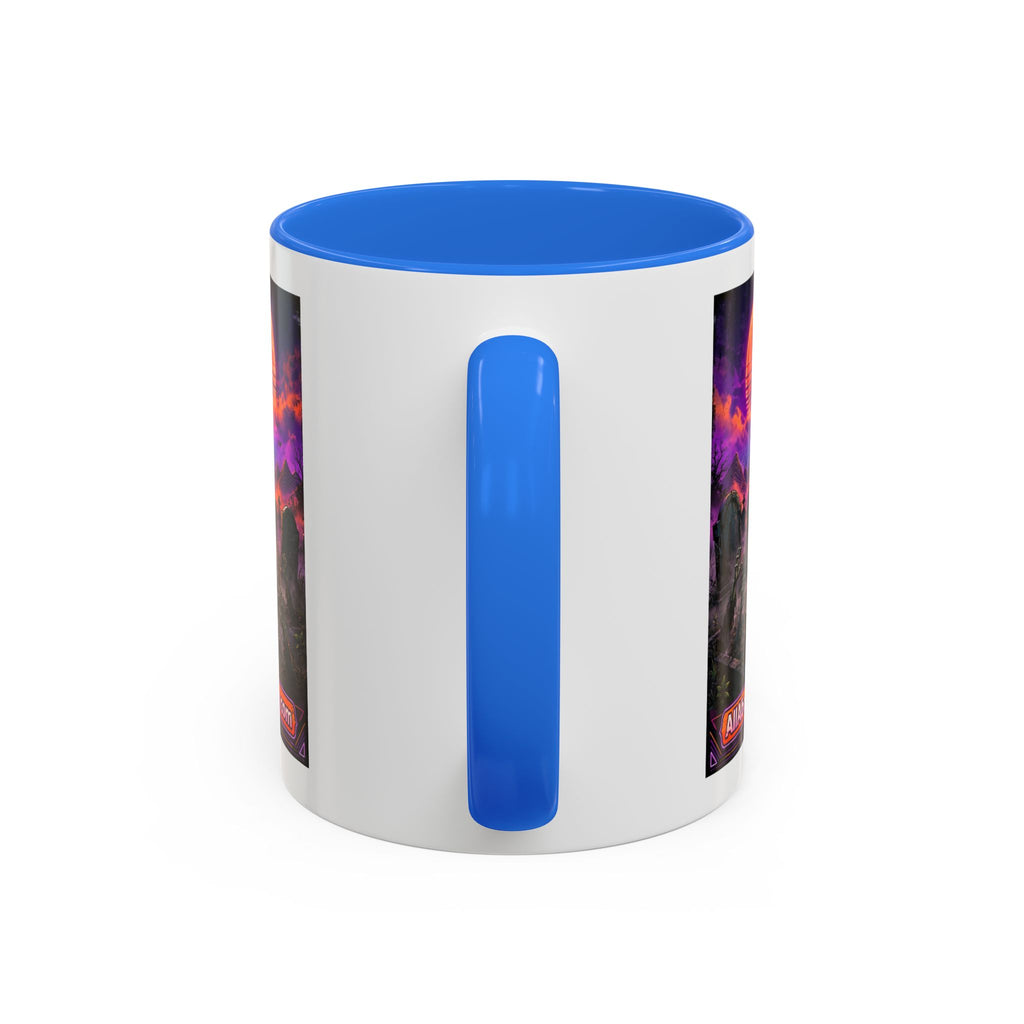 80s Retro Graveyard Sunset Mug — Vaporwave Neon Coffins Coffee Cup (11oz/15oz)