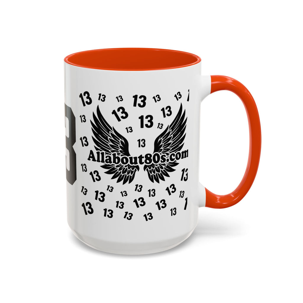 Number 13 Accent Mug — Bold Sports-Style Ceramic Coffee Cup (11oz/15oz)