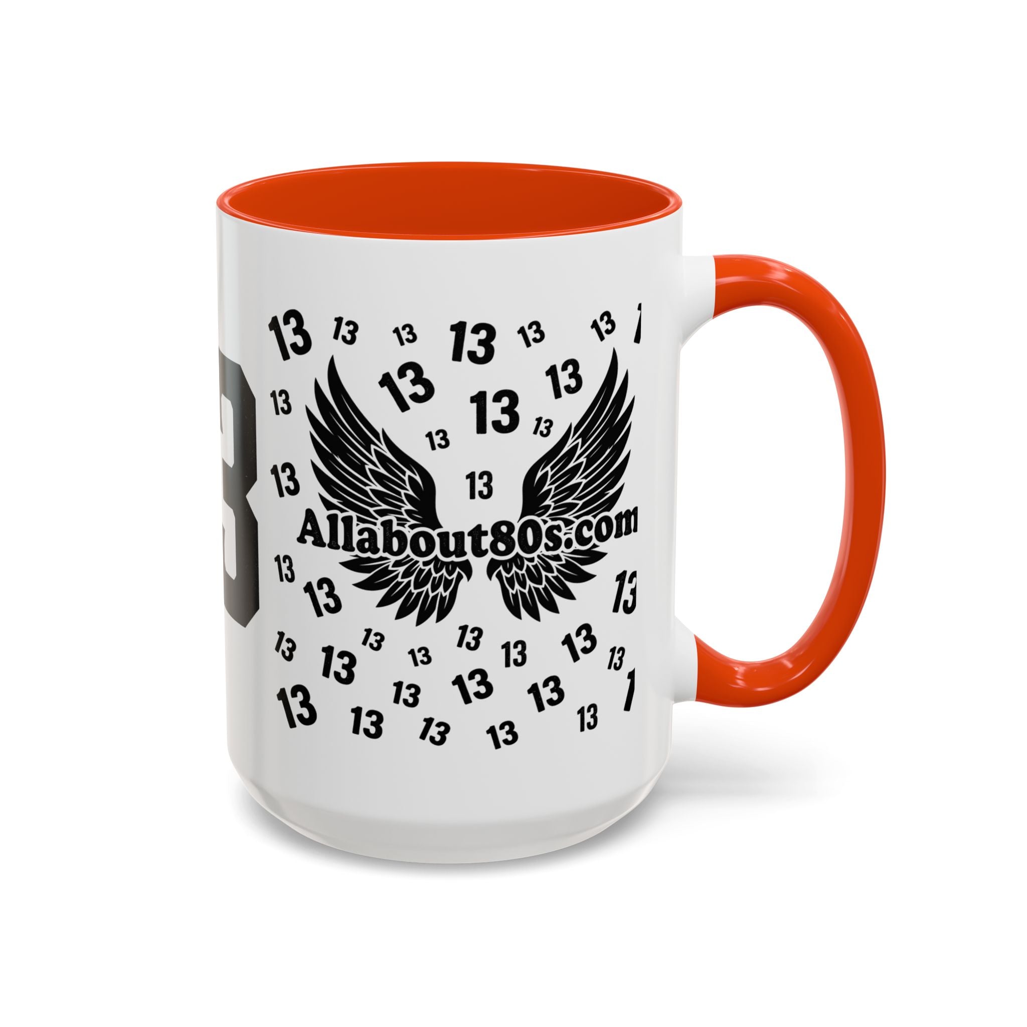 Number 13 Accent Mug — Bold Sports-Style Ceramic Coffee Cup (11oz/15oz)