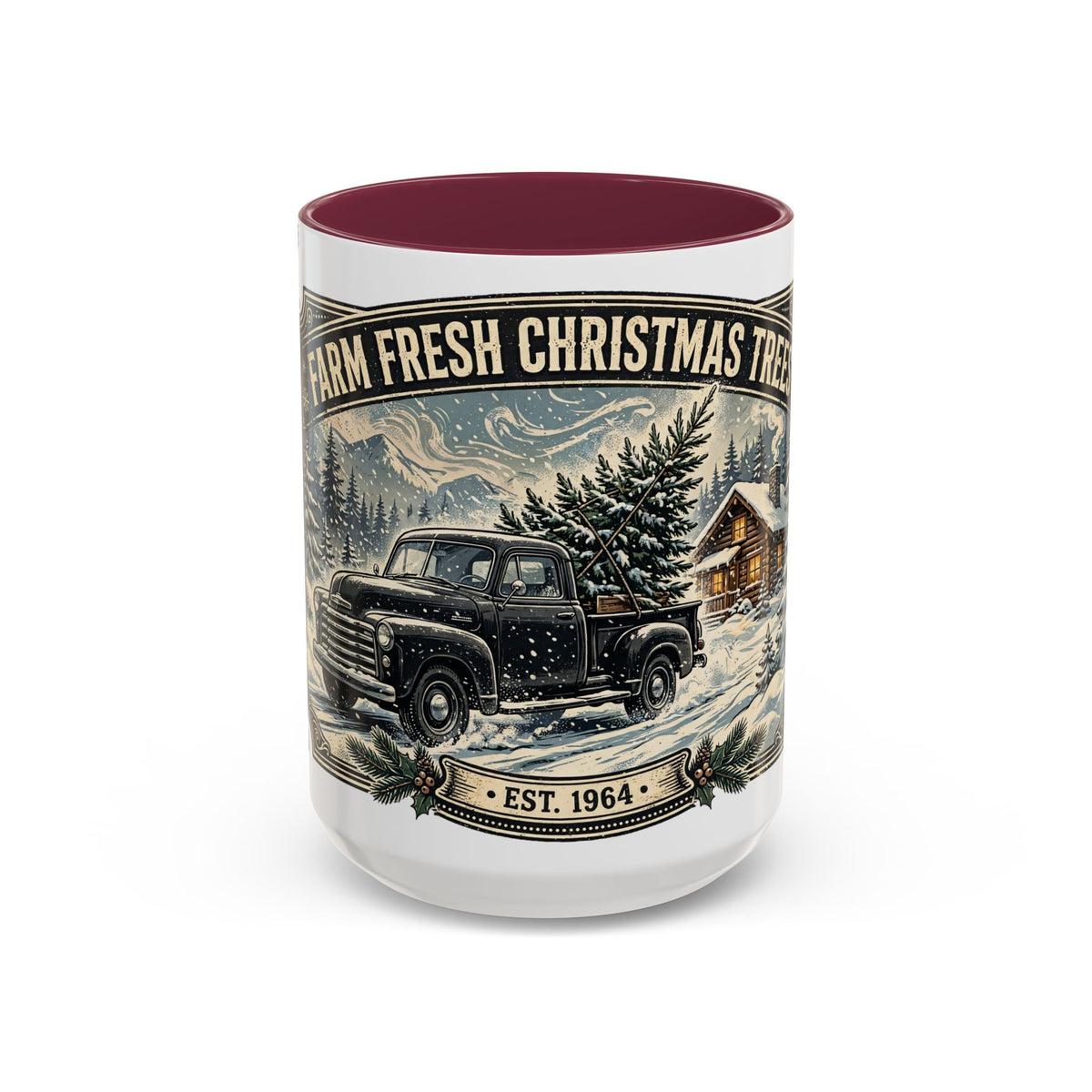 Farm Fresh Christmas Trees Vintage Truck Holiday Mug