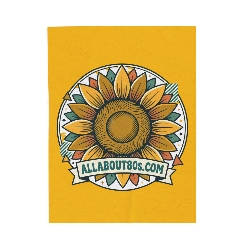 Sunflower Logo Plush Blanket — AllAbout80s.com Velveteen Throw