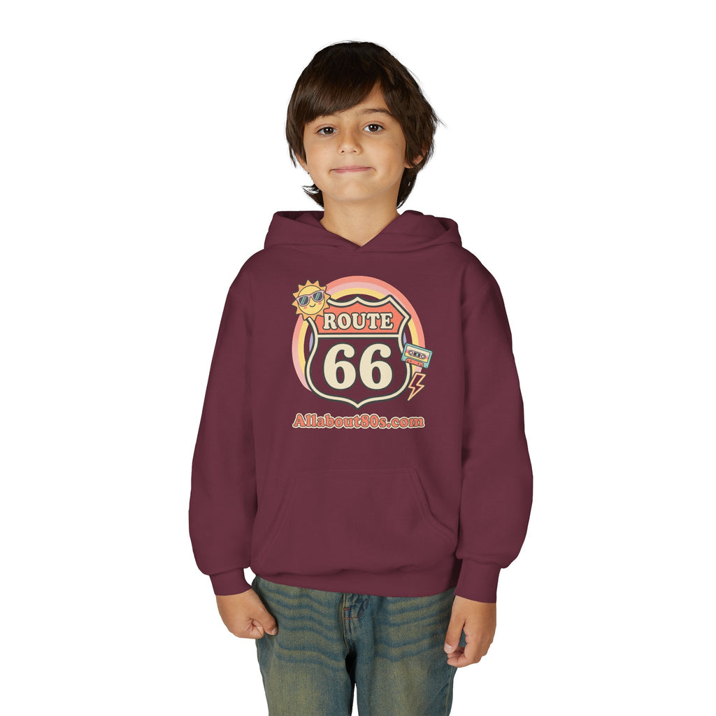Route 66 Youth Hoodie — Retro Road Trip Graphic Sweatshirt