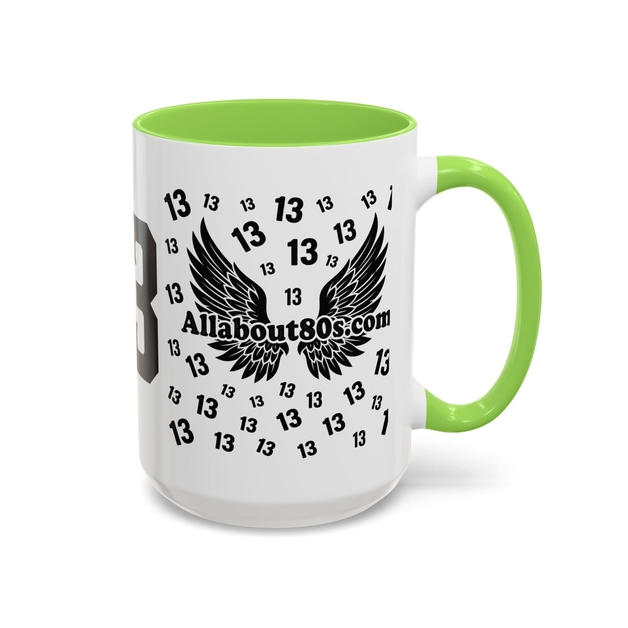 Number 13 Accent Mug — Bold Sports-Style Ceramic Coffee Cup (11oz/15oz)