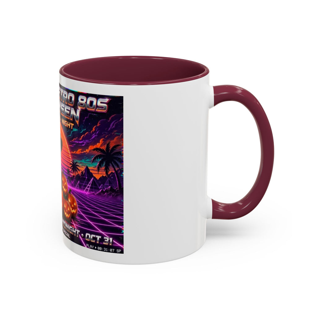 Halloween Retro Cat Mug — Neon 80s Spooky Pumpkin Coffee Cup (11oz/15oz)