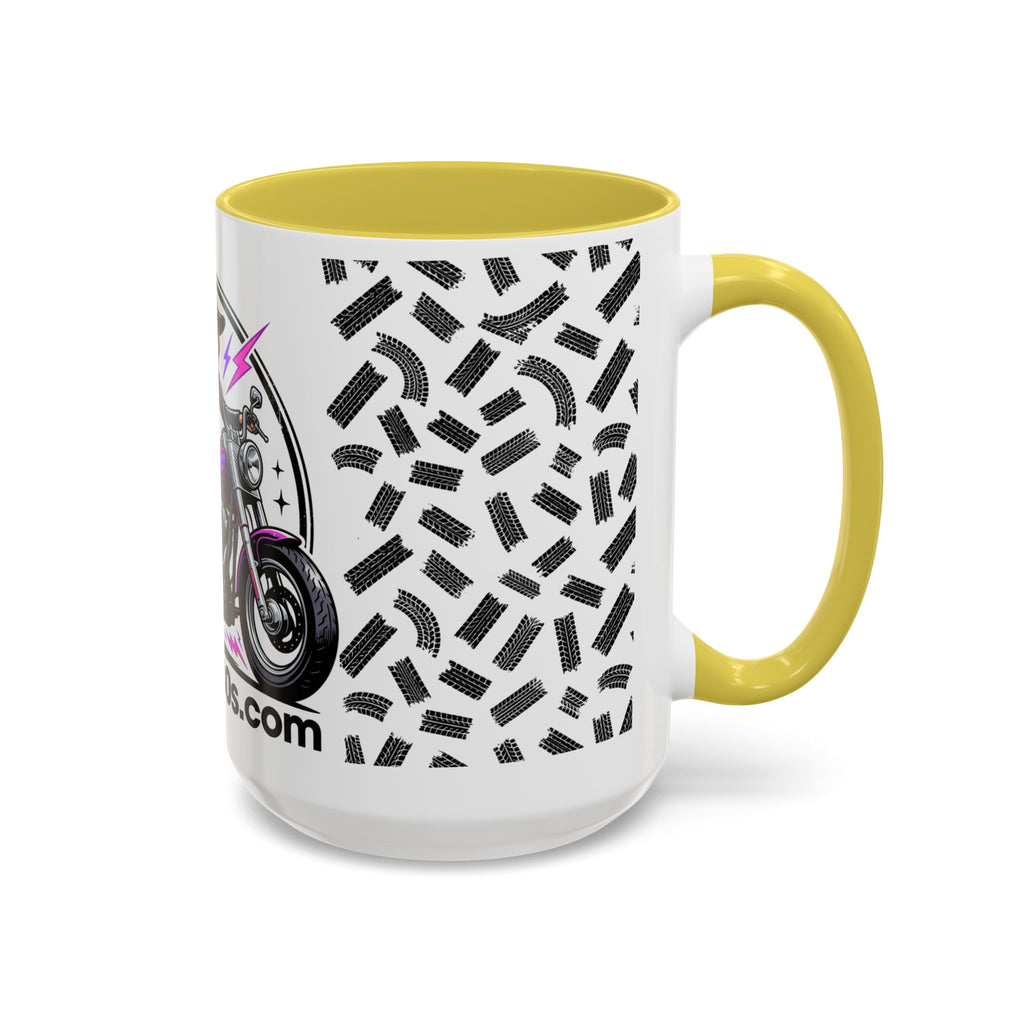 Witch Biker Motorcycle Mug — Retro 80s Neon Witch on Bike Coffee Cup (11oz/15oz)