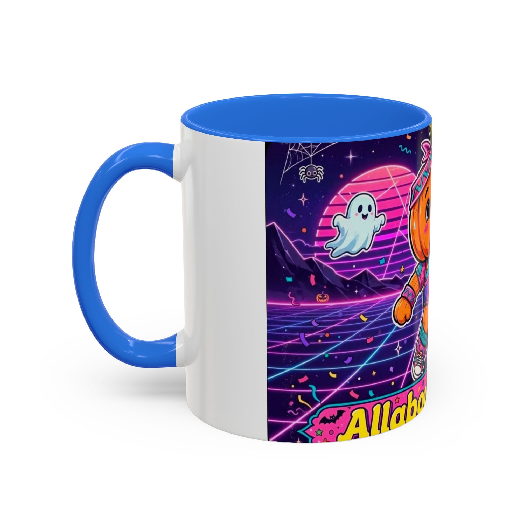 80s Retro Pumpkin Mug – Cute Neon Halloween Coffee Cup (11oz/15oz)