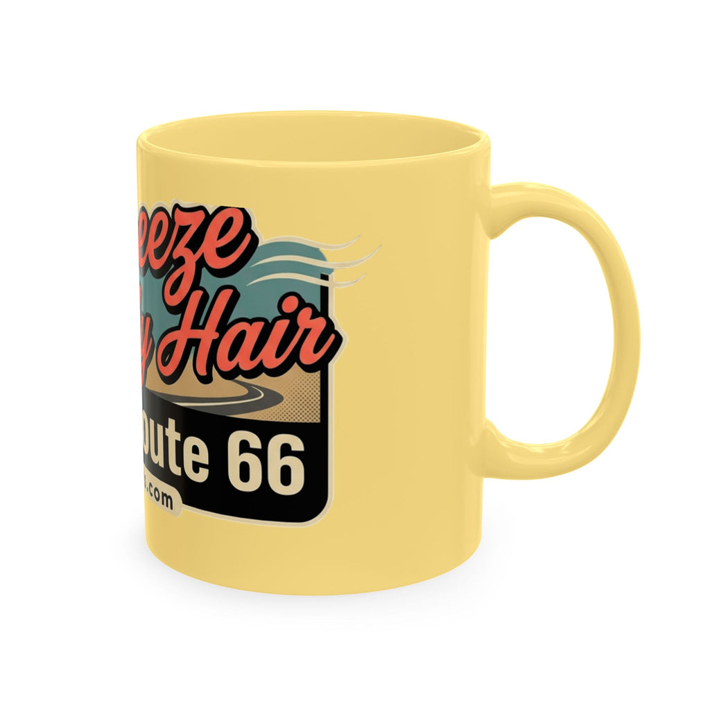 Cool Breeze in My Hair Route 66 Motorcycle Mug — Retro Biker Coffee Cup