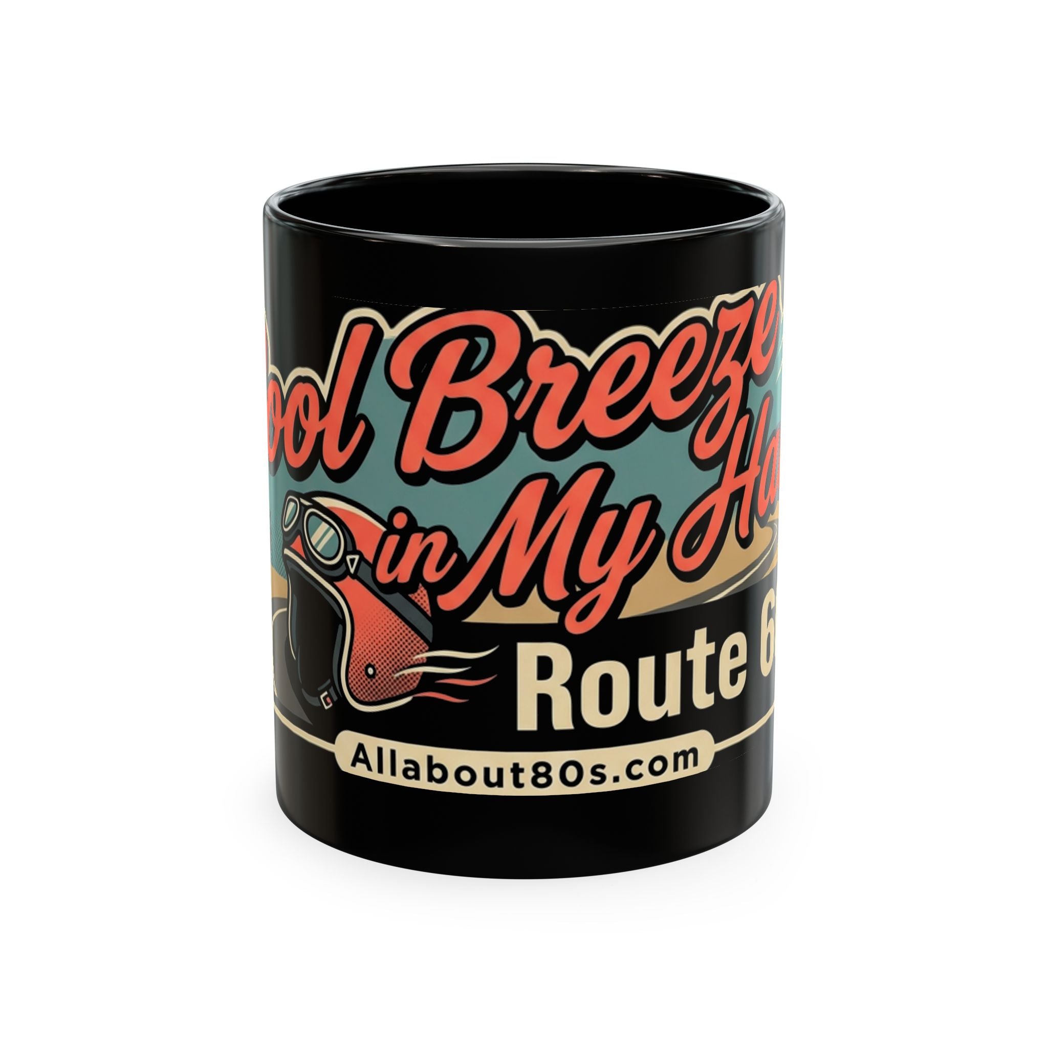 Cool Breeze in My Hair Route 66 Motorcycle Mug — Retro Biker Coffee Cup