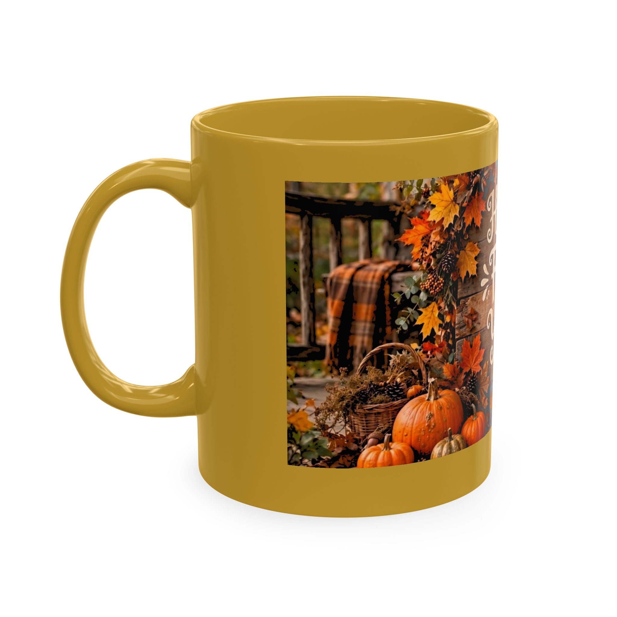 Happy Fall Y'all Ceramic Mug — Autumn Pumpkin Porch Coffee Cup