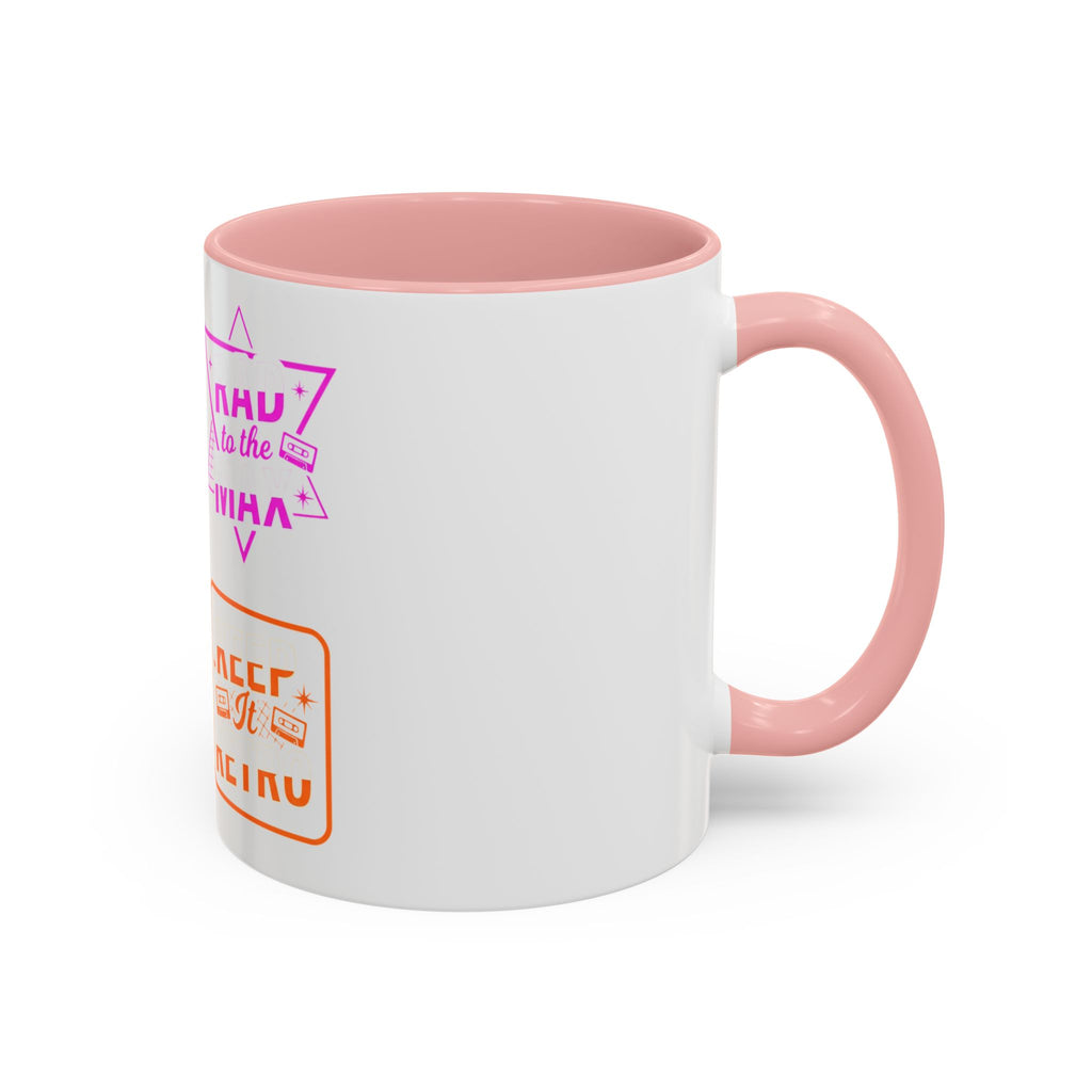 Retro Gamer Badge Accent Coffee Mug — Neon 'Totally Tubular' & 80s Gamer Icons (11/15oz)