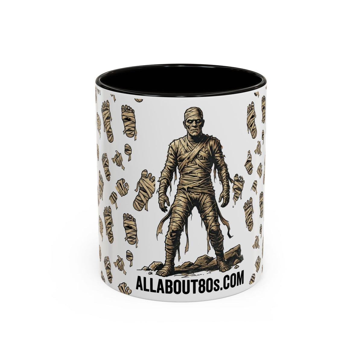 Mummy Pattern Coffee Mug (11oz & 15oz) – Retro Monster Tea Cup with AllAbout80s.com Design