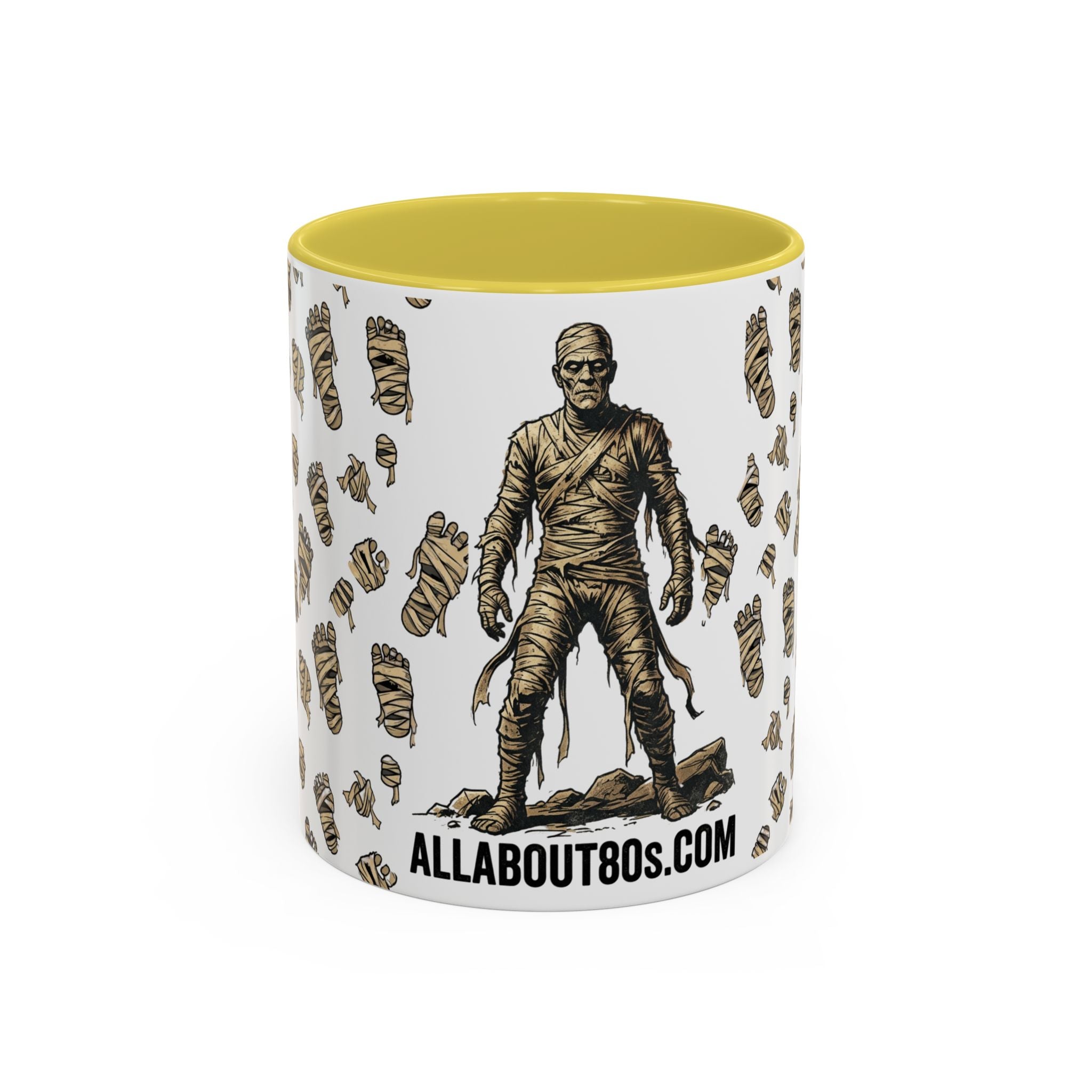 Mummy Pattern Coffee Mug (11oz & 15oz) – Retro Monster Tea Cup with AllAbout80s.com Design