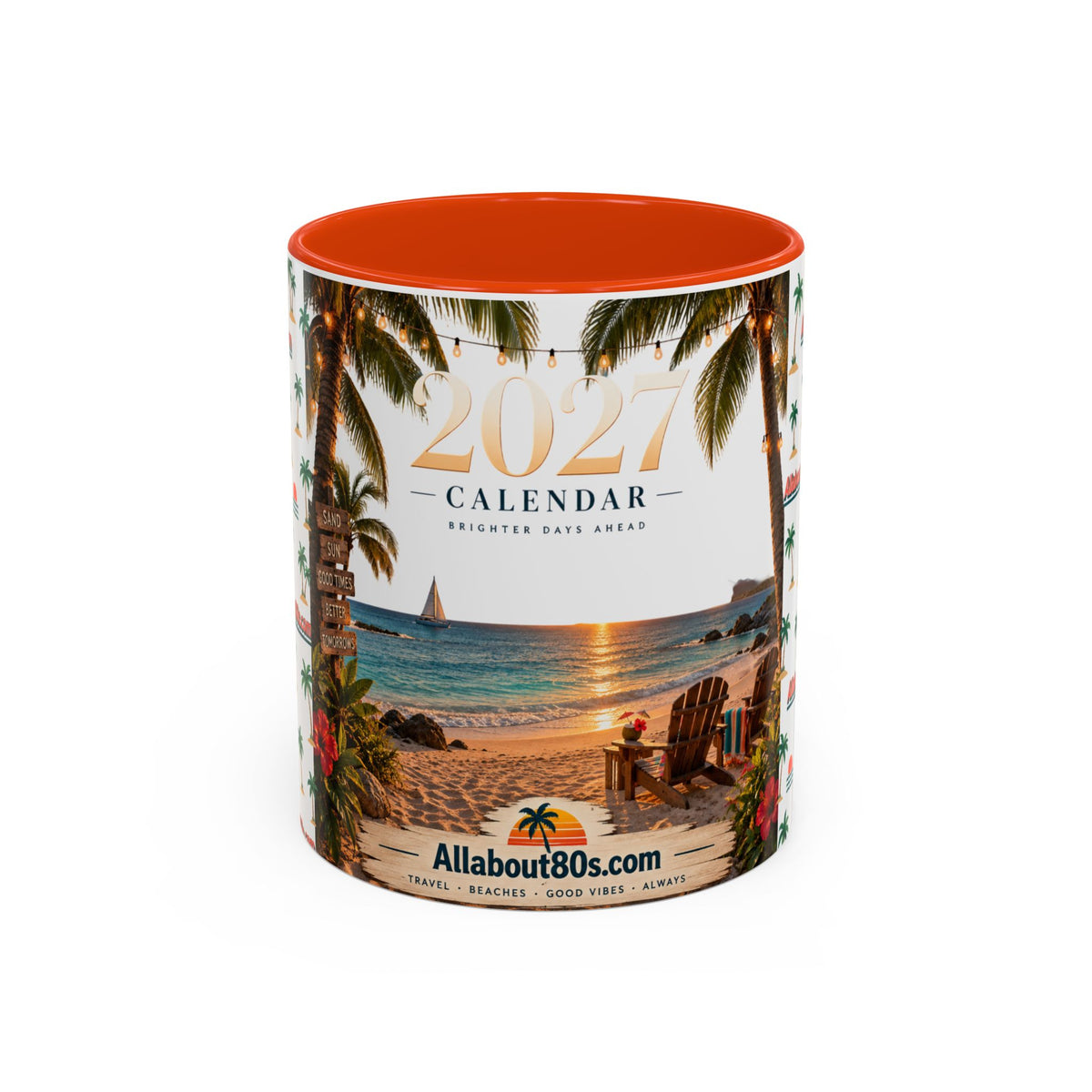 2025 Beach Sunset Calendar Mug