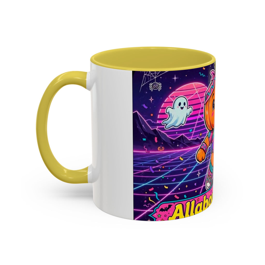 80s Retro Pumpkin Mug – Cute Neon Halloween Coffee Cup (11oz/15oz)