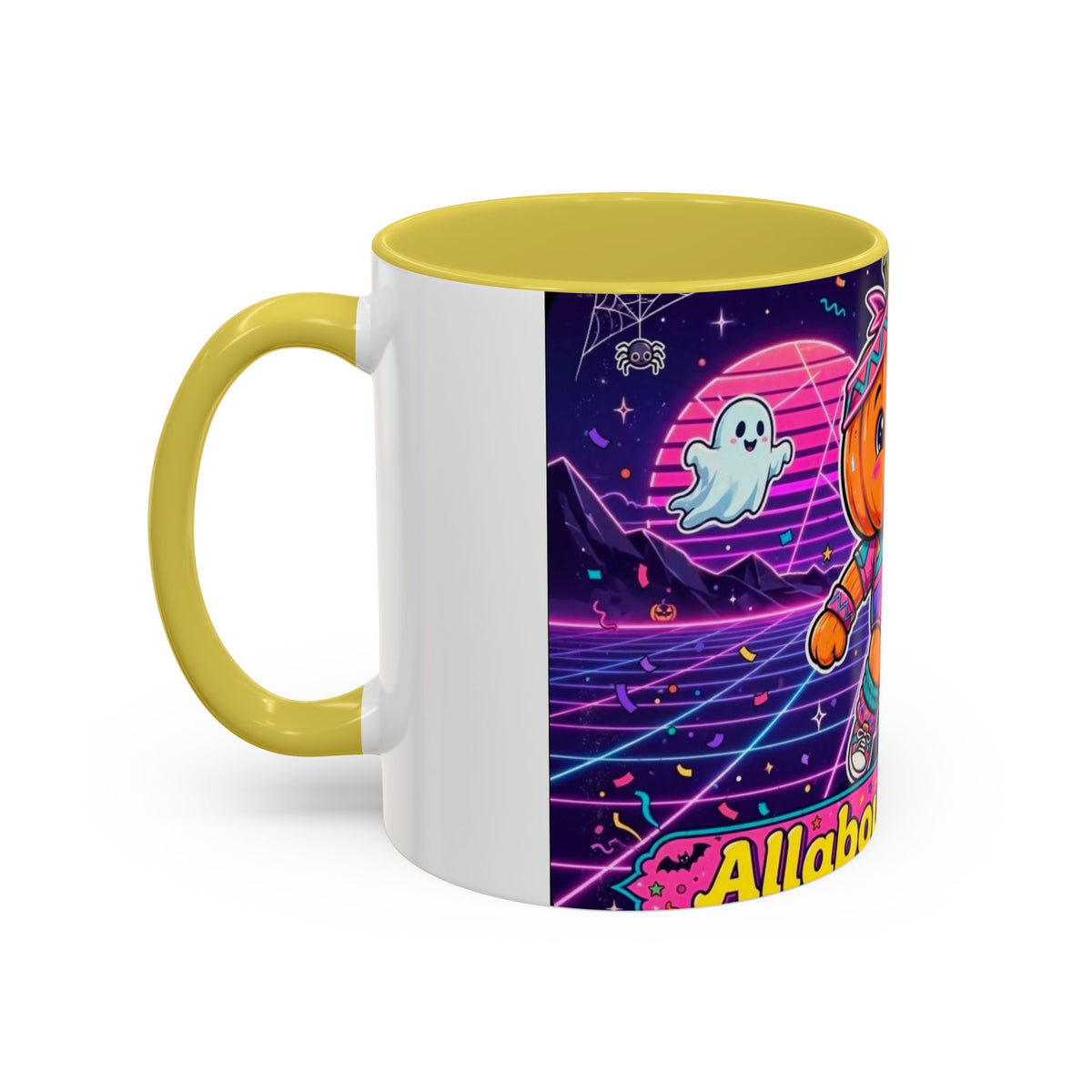 80s Retro Pumpkin Mug – Cute Neon Halloween Coffee Cup (11oz/15oz)