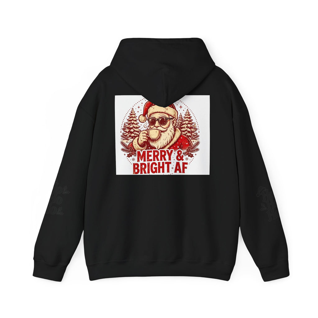 Merry & Bright AF Christmas Santa Hoodie