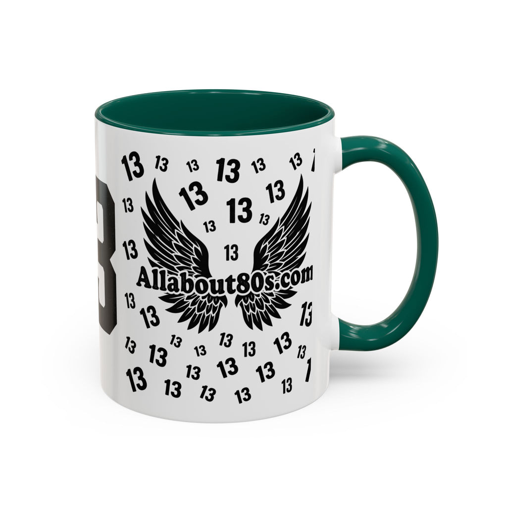 Number 13 Accent Mug — Bold Sports-Style Ceramic Coffee Cup (11oz/15oz)