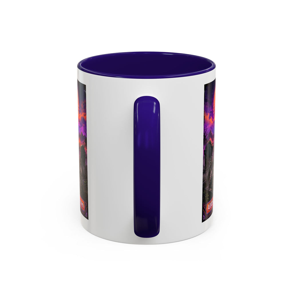 80s Retro Graveyard Sunset Mug — Vaporwave Neon Coffins Coffee Cup (11oz/15oz)