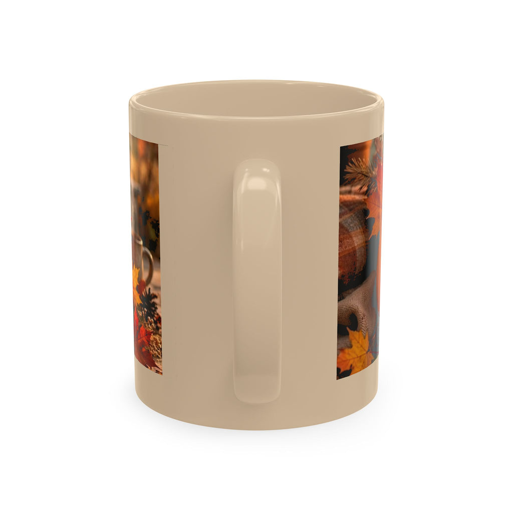 Hello Fall Ceramic Mug — Cozy Pumpkin & Autumn Leaves Coffee Cup