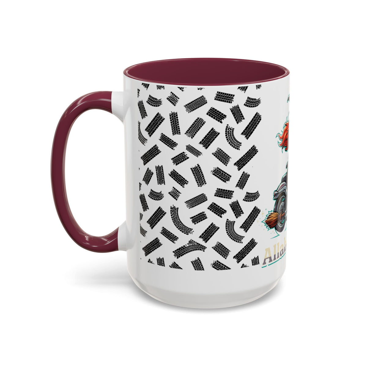 Witch Motorcycle Mug — Red-Haired Biker Witch Ceramic Coffee Cup