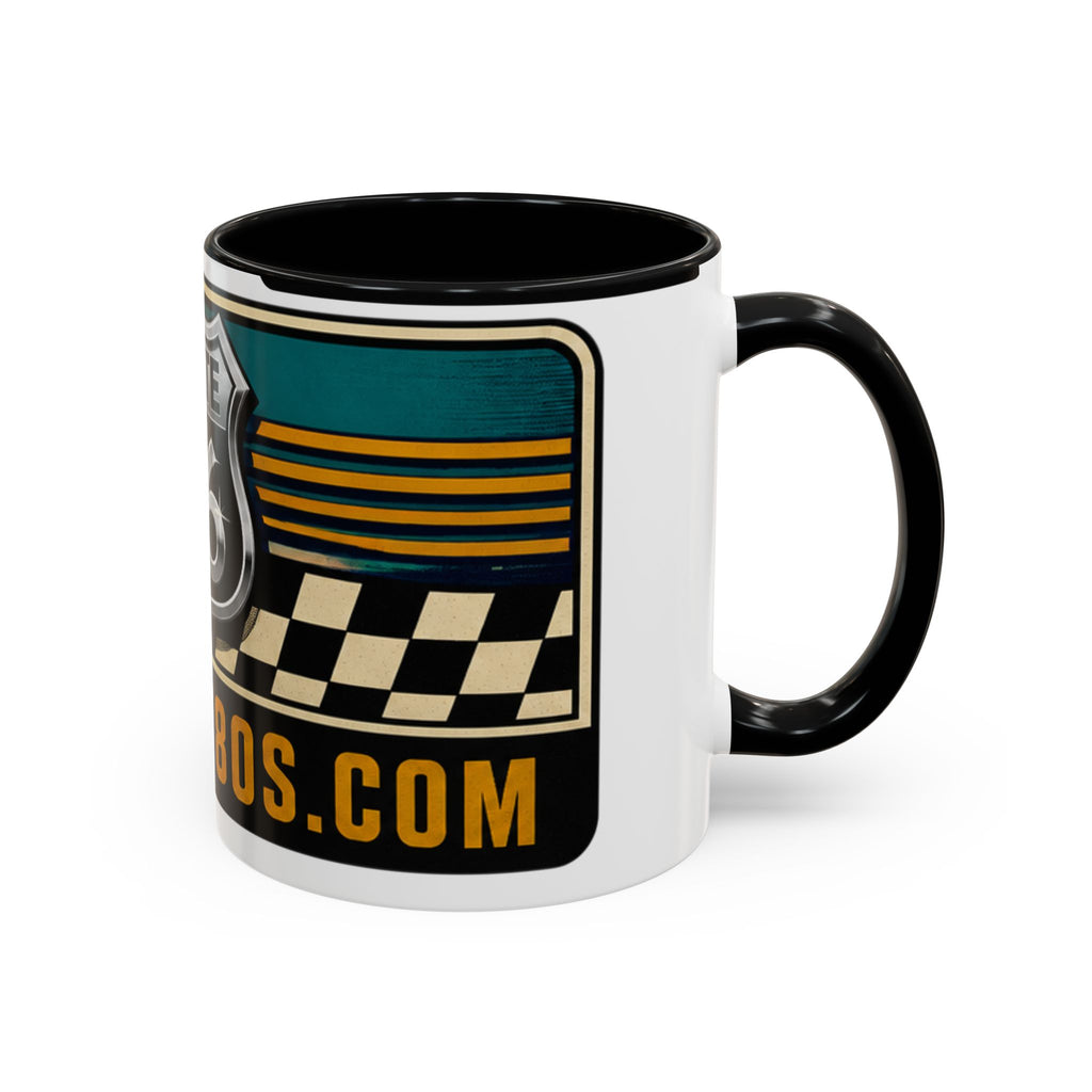 Route 66 Retro Checkerboard Coffee Mug — Vintage Road Trip 11/15oz Accent Mug