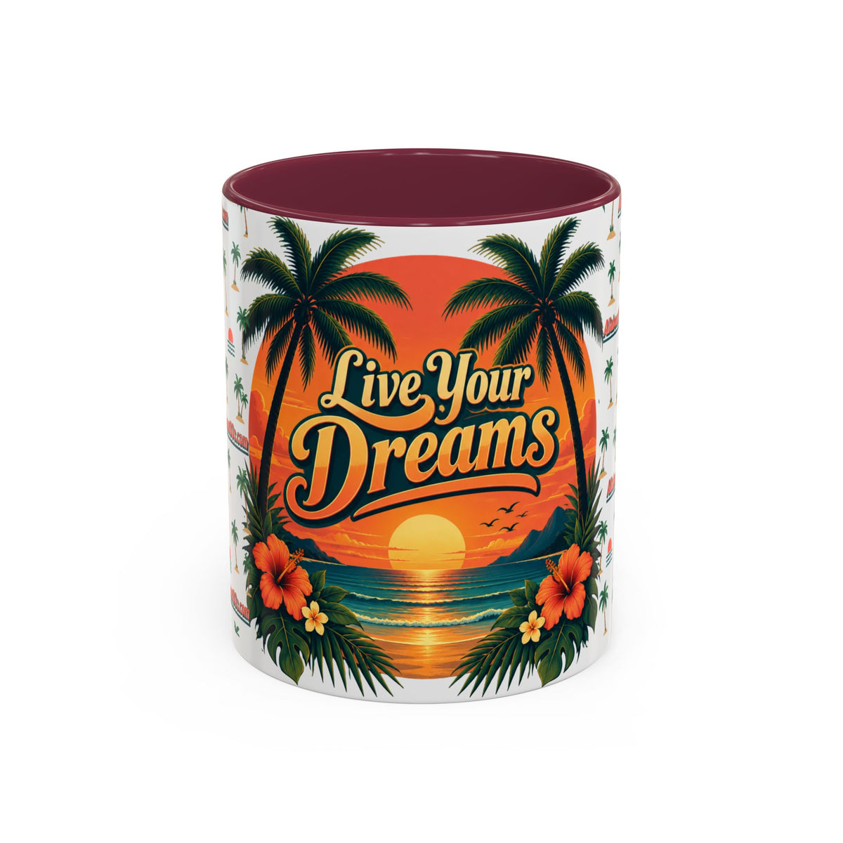 Live Your Dreams Tropical Sunset Mug