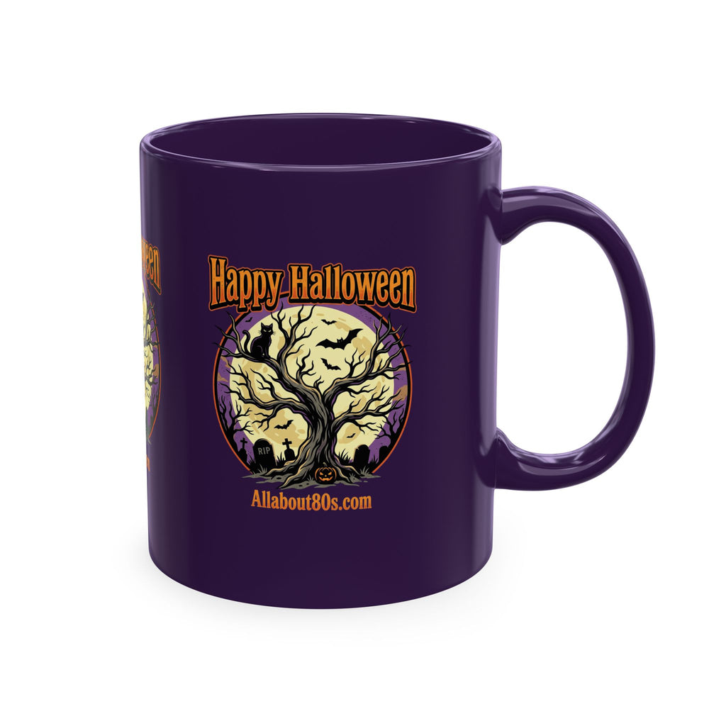 Happy Halloween Ceramic Mug — Spooky Tree & Moon Coffee Cup