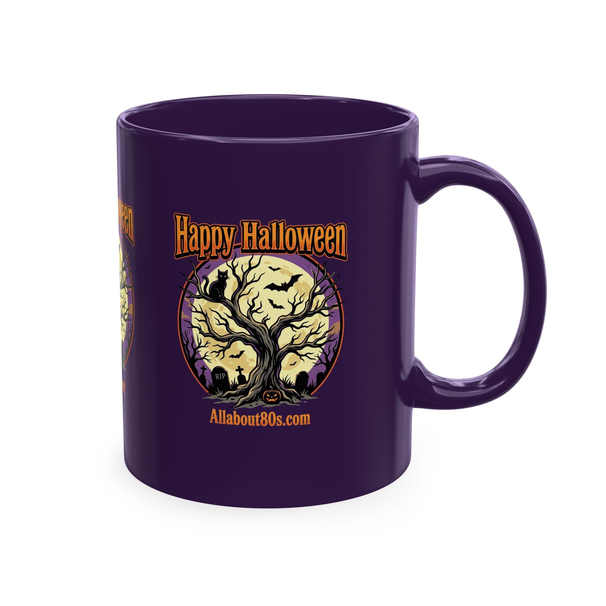 Happy Halloween Ceramic Mug — Spooky Tree & Moon Coffee Cup